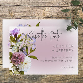 Reserva La Fecha Peri White Mauve Floral Modern Save the Date Card
