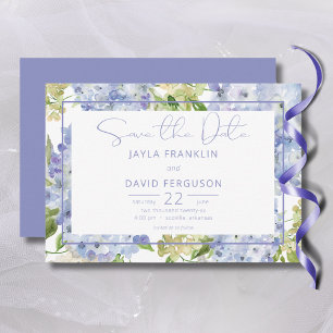 Reserva La Fecha Periwinkle Blue White Hydrangea Boda