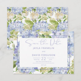 Reserva La Fecha Periwinkle Blue White Hydrangea Boda