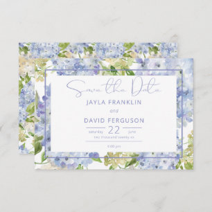 Reserva La Fecha Periwinkle Blue White Hydrangea Boda