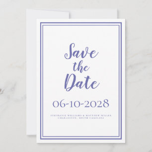 Reserva La Fecha Periwinkle Blue White Moderno Boda de Moda simple