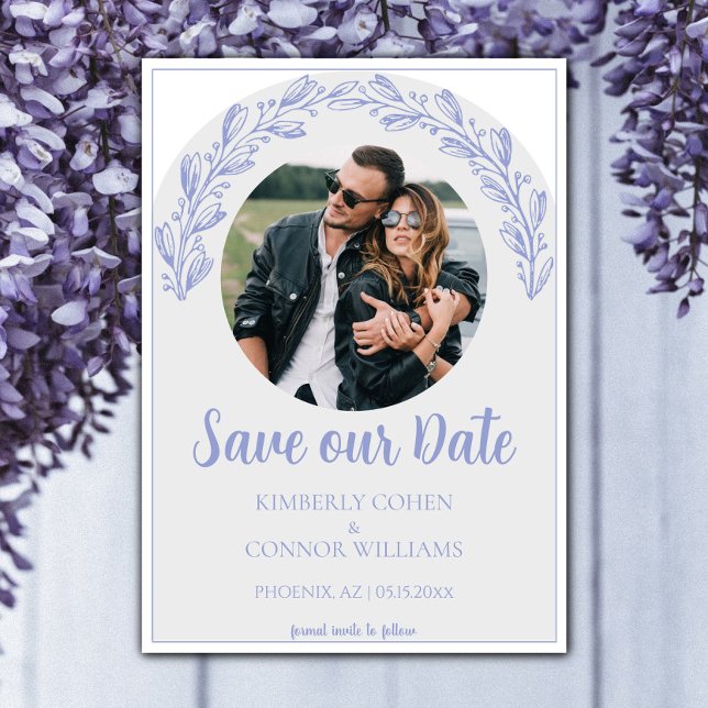 Reserva La Fecha Periwinkle Garland Photo Save the Date (Periwinkle Garland Photo Save the Date)