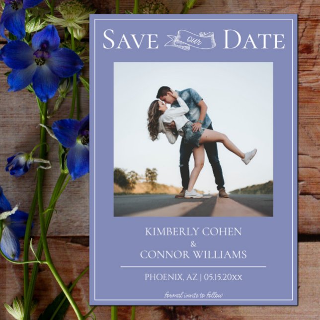 Reserva La Fecha Periwinkle Moderno Foto Guardar la Fecha (Periwinkle Modern Photo Save the Date)