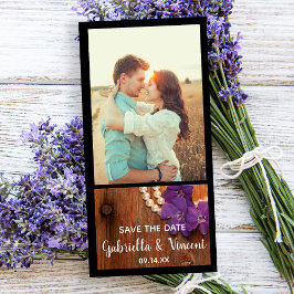 Reserva La Fecha Periwinkle, Pearls Barn Wood Wedding Salva la fech