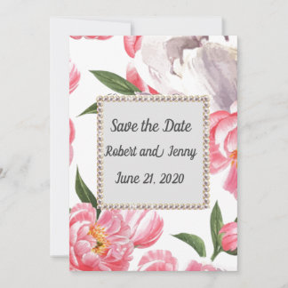 Reserva La Fecha Perlas Florales Rosa Elegantes