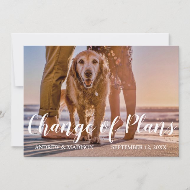 Reserva La Fecha Perro en la Playa Cambio de Planes Boda Pospuesta (Anverso)