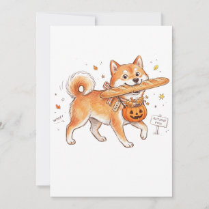 Reserva La Fecha Perro Shiba Inu Divertido en Halloween con Baguett