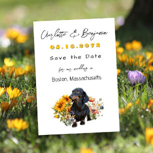 Reserva La Fecha Perro y flores silvestres de Dachshund salvan la f