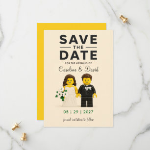 Reserva La Fecha Personajes de Bloques de Juguete de Bodas