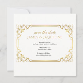 Reserva La Fecha Personaliza Save the Date boda marco dorado