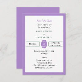 Reserva La Fecha Personalizable púrpura simple