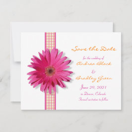 Reserva La Fecha Personalizable Rosa Gerbera Daisy Guardar la tarje
