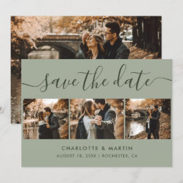 Reserva La Fecha Personalizado Boda verde sabio moderno 4 Foto