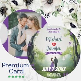 Reserva La Fecha Personalizado de Boda Purple Forest Photo Save th