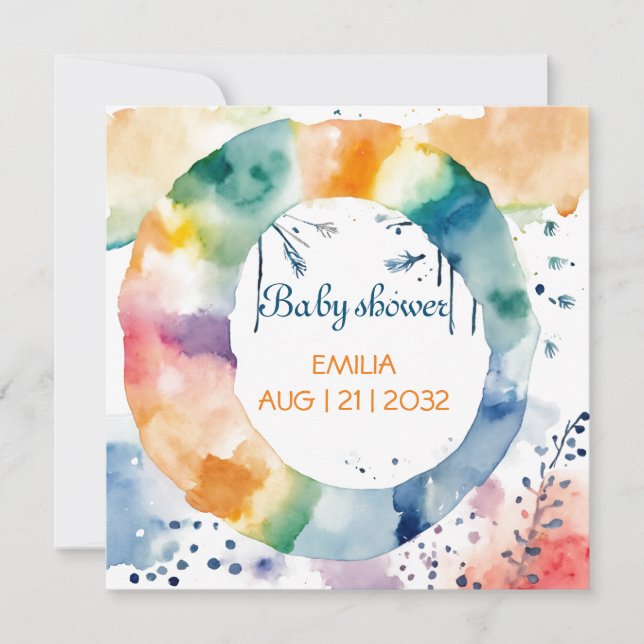 Reserva La Fecha Personalizado de Boho Baby Shower Neutral Bebé Boh (Anverso)