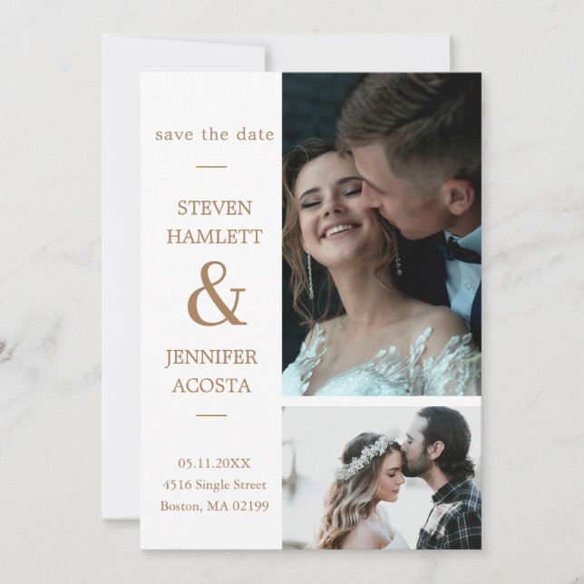 Reserva La Fecha Personalizado de guión dorado Foto Guardar el Boda (Anverso)