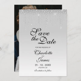 Reserva La Fecha Personalizado Foto Boda De Diamantes Plata Salven 
