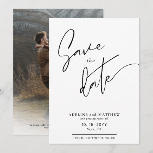 Reserva La Fecha Personalizado Foto Moderno Boda Sencillo Elegante