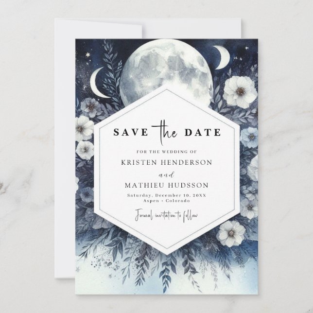 Reserva La Fecha Personalizado Rustic Moonlit Boda (Anverso)