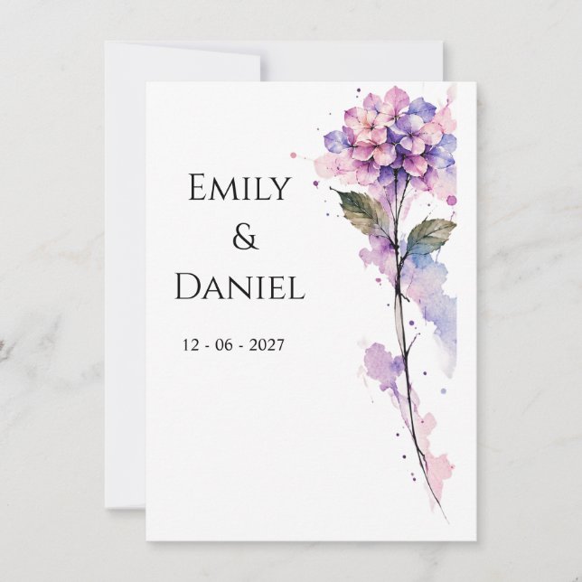 Reserva La Fecha Personalized Hydrangea Save the Date Card (Anverso)