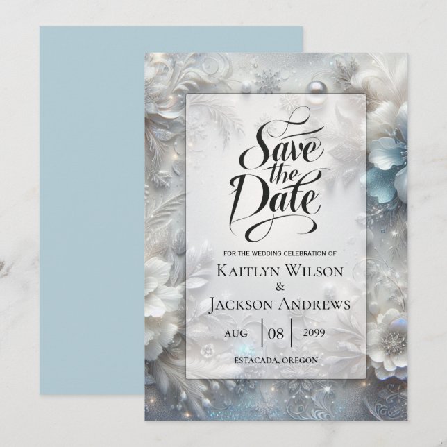 Reserva La Fecha Pétalos de nieve en Boda de sangre congelada (Anverso / Reverso)