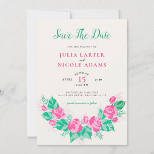 Reserva La Fecha Pétalos de rosa verde rosa Flores Jardín Boda