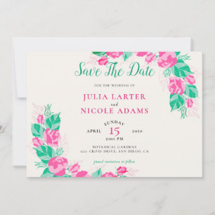 Reserva La Fecha Pétalos de rosa verdes rosados Flores Jardín Boda