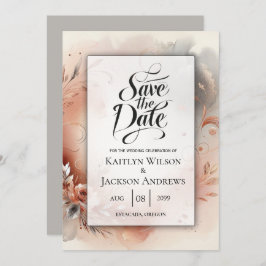 Reserva La Fecha Pétalos ruborizados y Boda de Swirls plateado