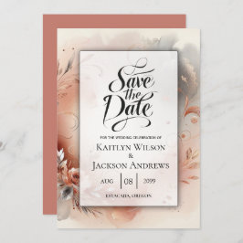 Reserva La Fecha Pétalos ruborizados y Boda de Swirls plateado