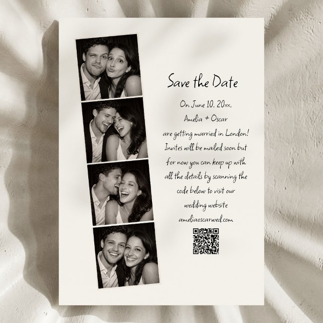 Reserva La Fecha Photo Booth Strip Handwritten Script Wedding Fun  (Subido por el creador)