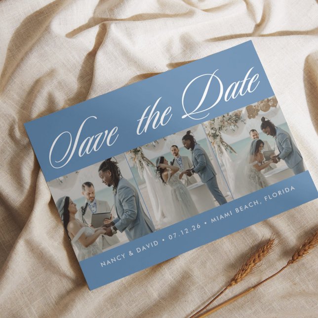 Reserva La Fecha Photo Collage Dusty Blue Beach Wedding  (Subido por el creador)