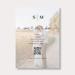 Reserva La Fecha Photo Heart Script QR Code Wedding