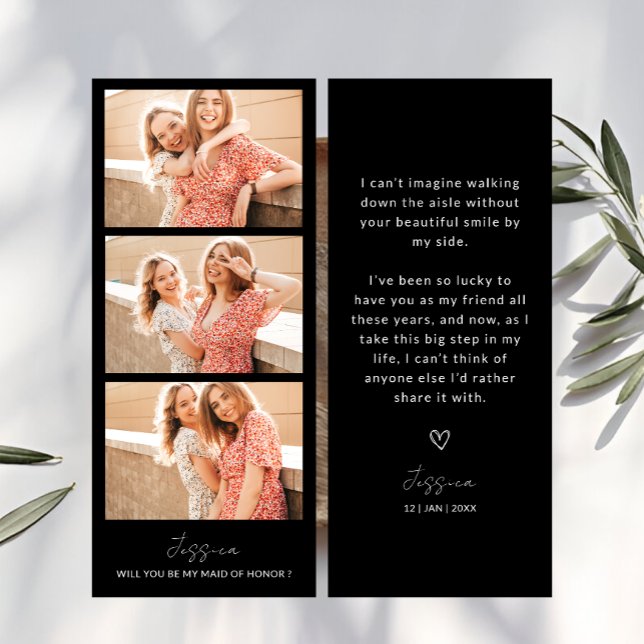 Reserva La Fecha Photo Strip 3 Pictures Bridesmaid Proposal Card (Photo Strip 3 Pictures Bridesmaid Proposal Card)