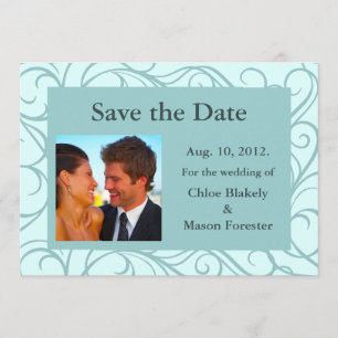Reserva La Fecha Photo & Swirls Save the Date (aqua)