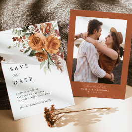 Reserva La Fecha Photo Terracotta Boho Rose Floral Wedding