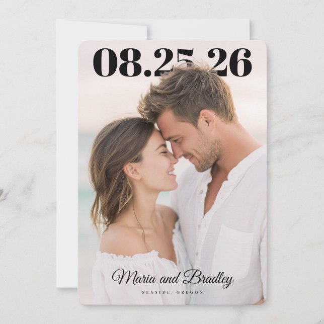 Reserva La Fecha PhotoPop Diseño de Fecha de Boda Moderna (Anverso)