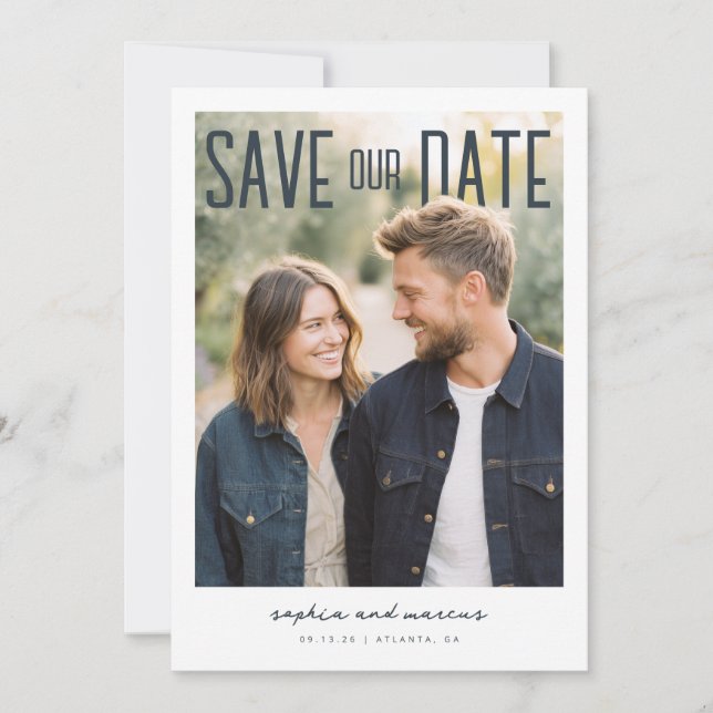 Reserva La Fecha PhotoPop Save Our Date Modern Design (Anverso)
