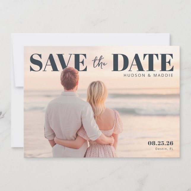Reserva La Fecha PhotoPop Save the Date Elegante  (Anverso)