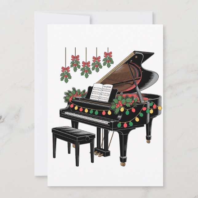 Reserva La Fecha Pianista Navidad Luces Santa Tocando  (Anverso)