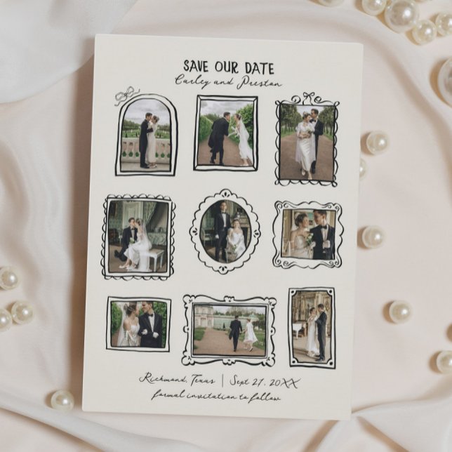 Reserva La Fecha Picture Frames Hand Drawn Save The Date Card (Subido por el creador)