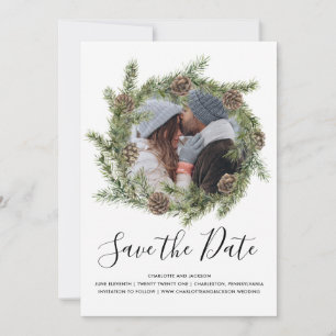 Reserva La Fecha Pine Cone Wreath   Foto Guardar la fecha