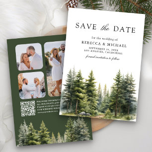 Reserva La Fecha Pine Trees Forest Photo QR Code Boda
