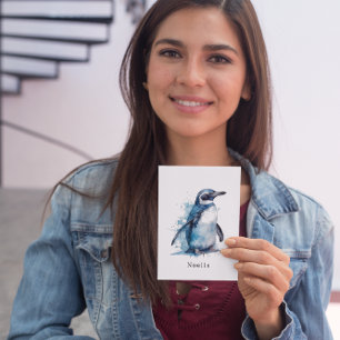 Reserva La Fecha Pingüino acuarela Ártico Azure, personalizado