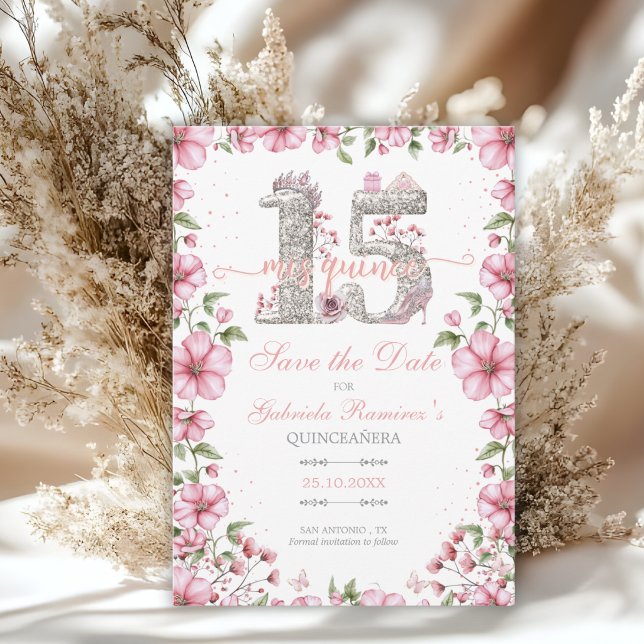 Reserva La Fecha Pink and Silver Miss Quince Quinceañera (Subido por el creador)