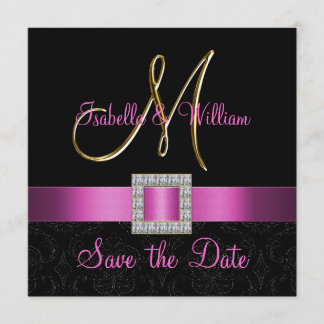 Reserva La Fecha Pink Black Damask Gold First Save the Date
