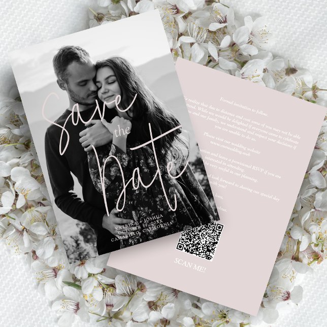 Reserva La Fecha Pink Black & White Modern Romantic Wedding Photo  (Subido por el creador)