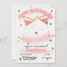 Reserva La Fecha Pink Cocktail 40th Birthday Invitation