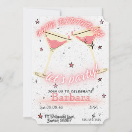 Reserva La Fecha Pink Cocktail 40th Birthday Invitation