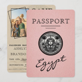 Reserva La Fecha Pink Egypt Passport Wedding Save the Date