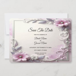 Reserva La Fecha Pink Floral Frame Save The Date